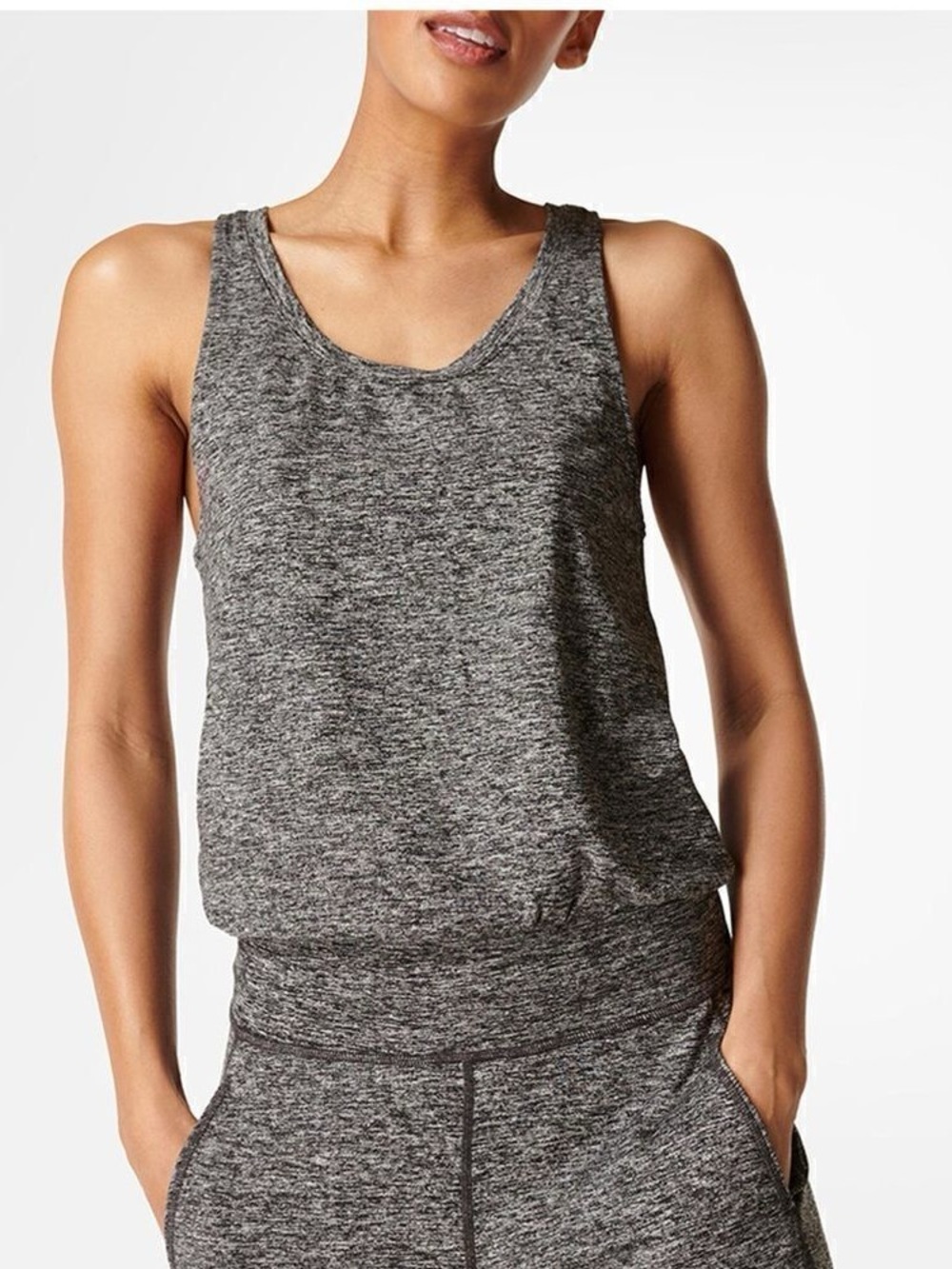 Sweaty Betty Gary Jumpsuit Medium Racerback Gray Workout Sleeveless Onesie - Picture 2 of 9